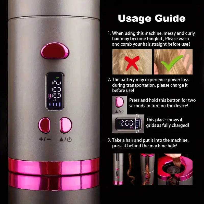 Amorae Beauty Cordless Automatic Hair Curler – Rapid Heating Amorae Beauty