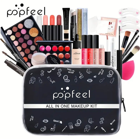 POPFEEL All-in-One Makeup Kit – Eyeshadows, Blush, Lipsticks & Brushes