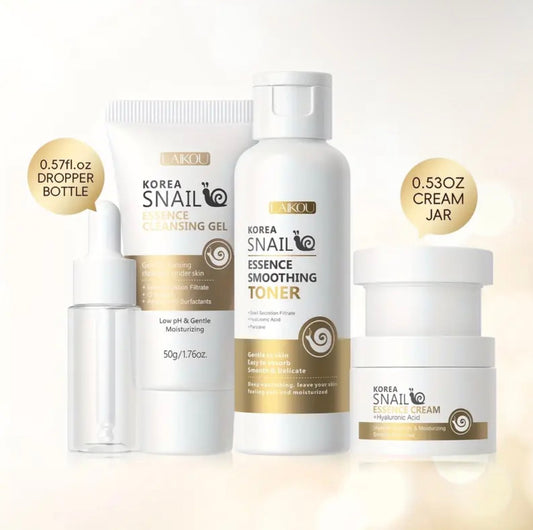 LAIKOU Snail Moisture Skincare Set (5pcs) – Hydrating Toner, Cleanser, Serum & Cream | Snail Mucin, Travel-Friendly, All Skin Types