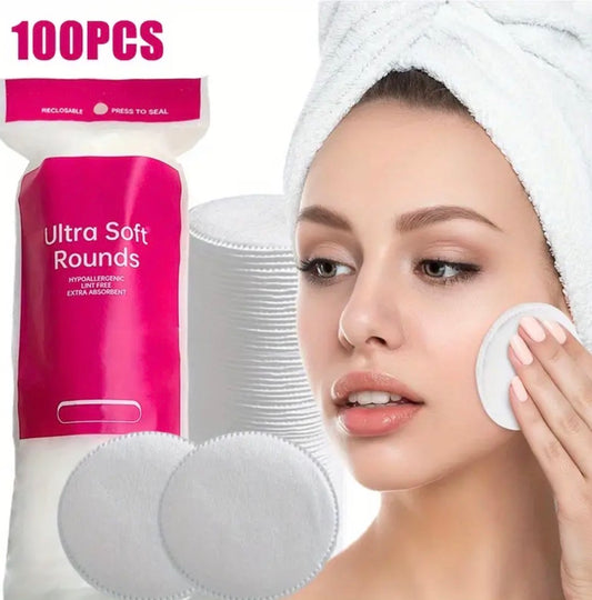 100pcs Ultra-Soft Disposable Facial Pads – Hypoallergenic Makeup Remover & Skincare Wipes