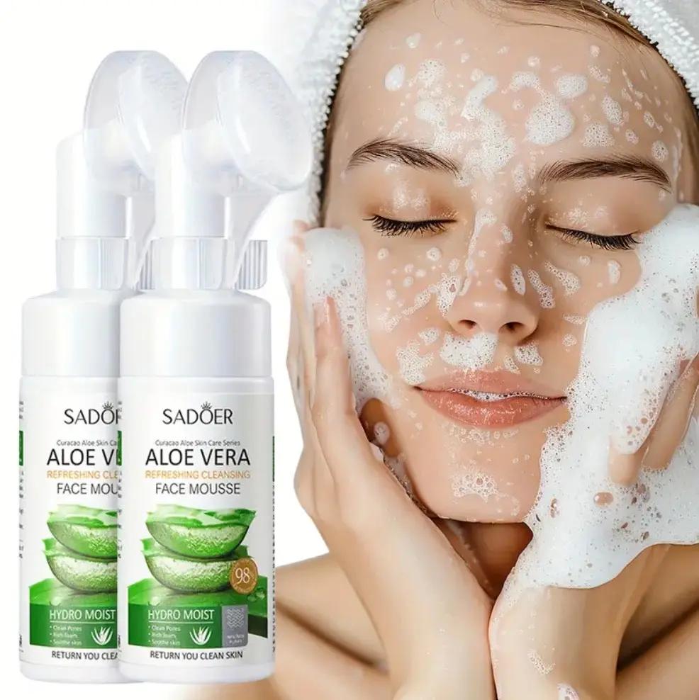 Aloe Vera Cleansing Mousse – 2pcs Gentle Foaming Cleanser for Deep Cleansing & Oil Control Amorae Beauty