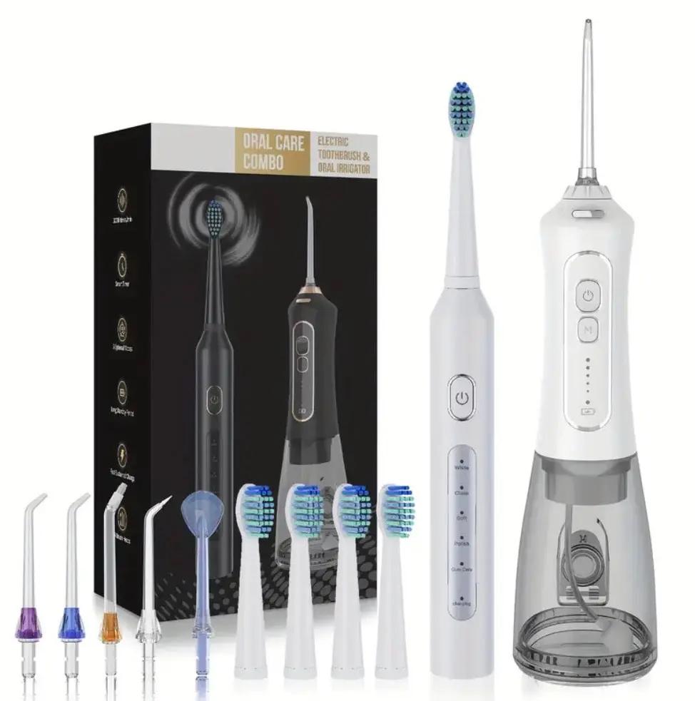 Electric Oral Care Combo | Smart Toothbrush & Water Flosser for Deep Cleaning