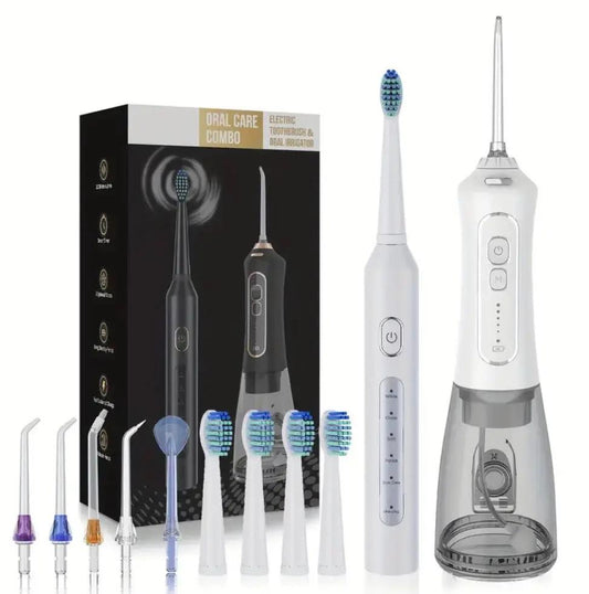 Electric Oral Care Combo | Smart Toothbrush & Water Flosser for Deep Cleaning