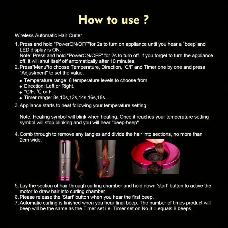 Amorae Beauty Cordless Automatic Hair Curler – Rapid Heating Amorae Beauty