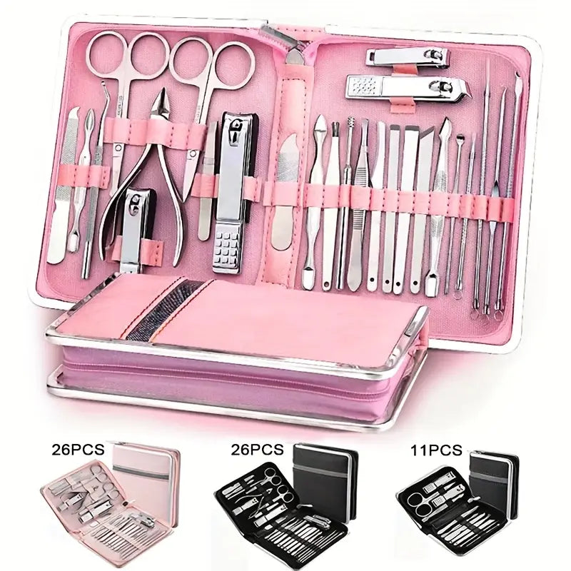 Premium Nail Clipper Kit – 11/26-Piece Professional Grooming Set for Men & Women | Manicure & Pedicure Tools for Fingernails, Toenails, and More | Travel Case Included