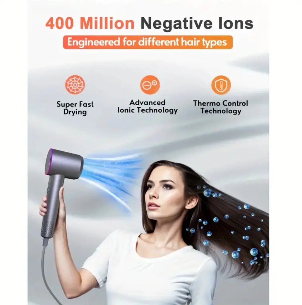 Salon-Grade High-Speed Hair Dryer – 3-Min Fast Dry, No Heat Damage, Lightweight & Quiet Amorae Beauty