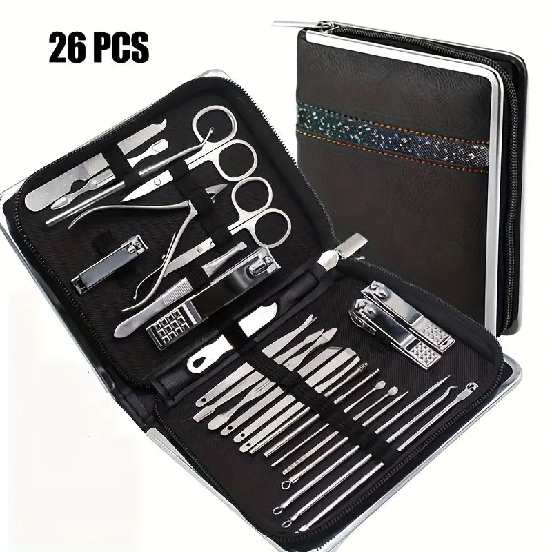 Premium Nail Clipper Kit – 11/26-Piece Professional Grooming Set for Men & Women | Manicure & Pedicure Tools for Fingernails, Toenails, and More | Travel Case Included