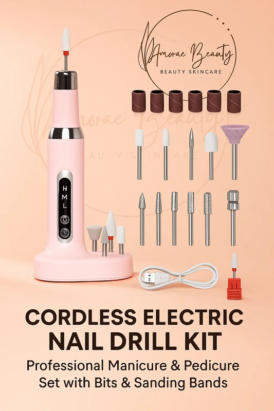 Cordless Electric Nail Drill Kit – Professional Manicure & Pedicure Set with Bits & Sanding Bands Amorae Beauty