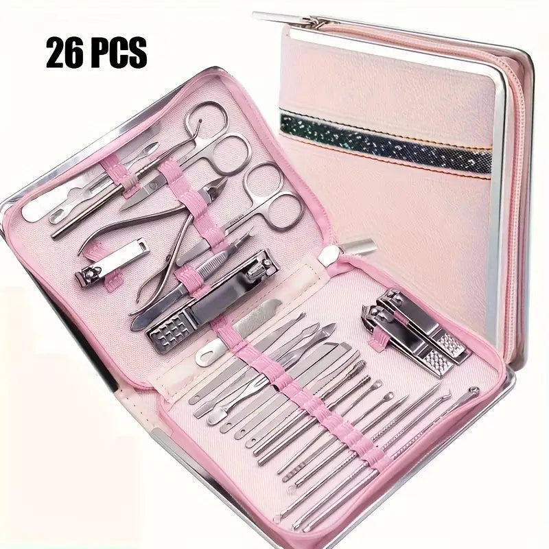 Premium Nail Clipper Kit – 11/26-Piece Professional Grooming Set for Men & Women | Manicure & Pedicure Tools for Fingernails, Toenails, and More | Travel Case Included