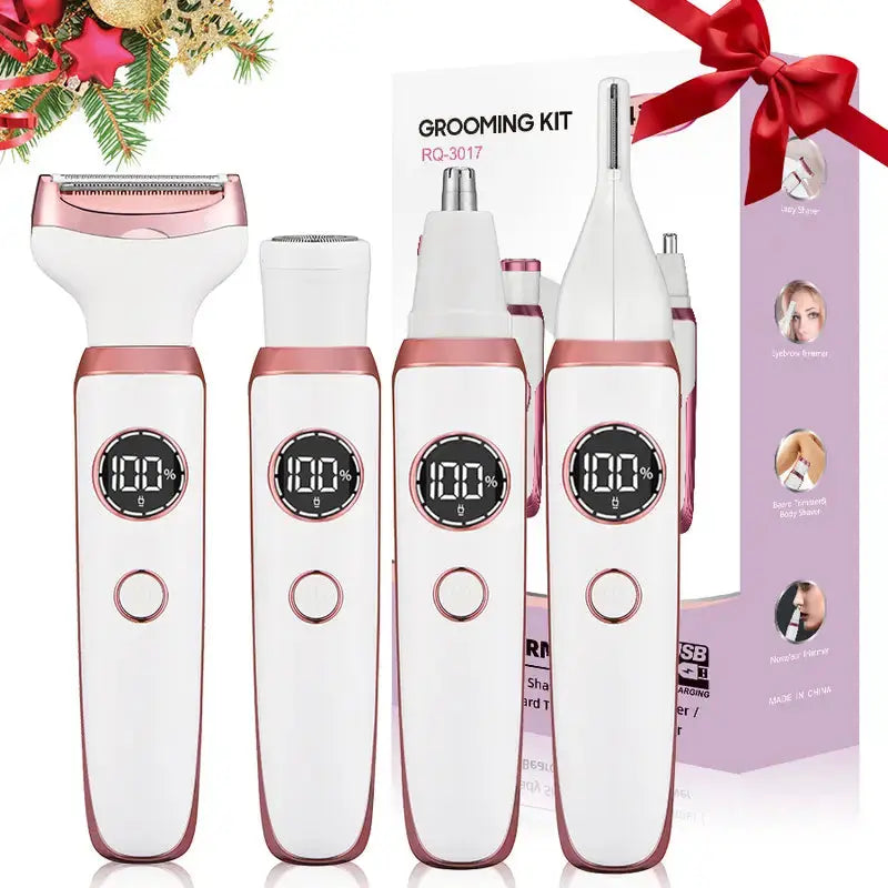 4-in-1 Rechargeable Women’s Grooming Kit with Digital Display Amorae Beauty