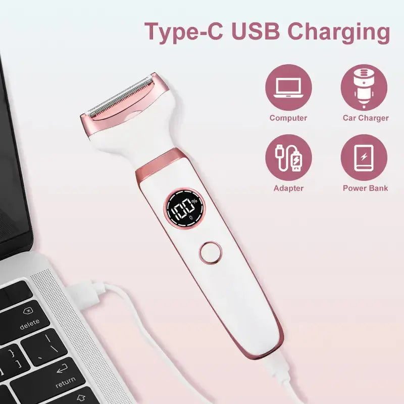 4-in-1 Rechargeable Women’s Grooming Kit with Digital Display Amorae Beauty