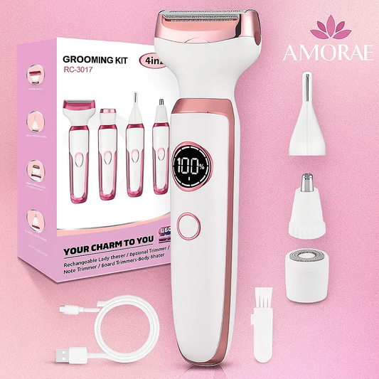 4-in-1 Rechargeable Women’s Grooming Kit with Digital Display Amorae Beauty